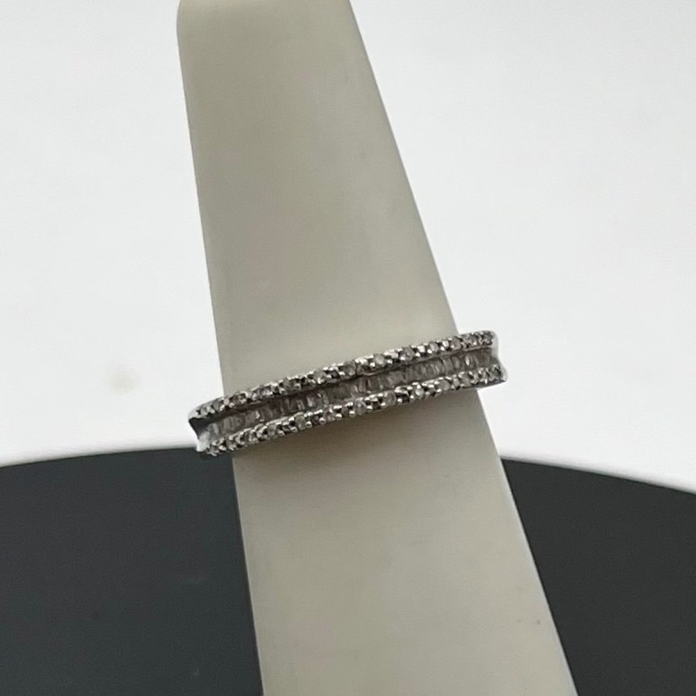 SJD‎ 925 Sterling Silver Multi-Row Natural Diamond Eternity Band Ring, sz 6.5
